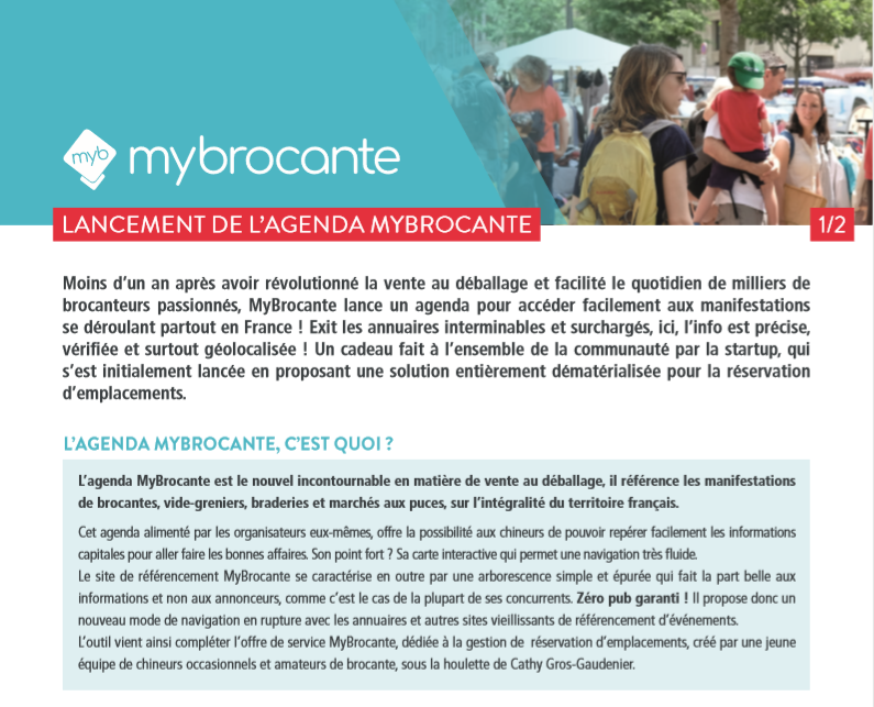 MyBrocante lance son agenda